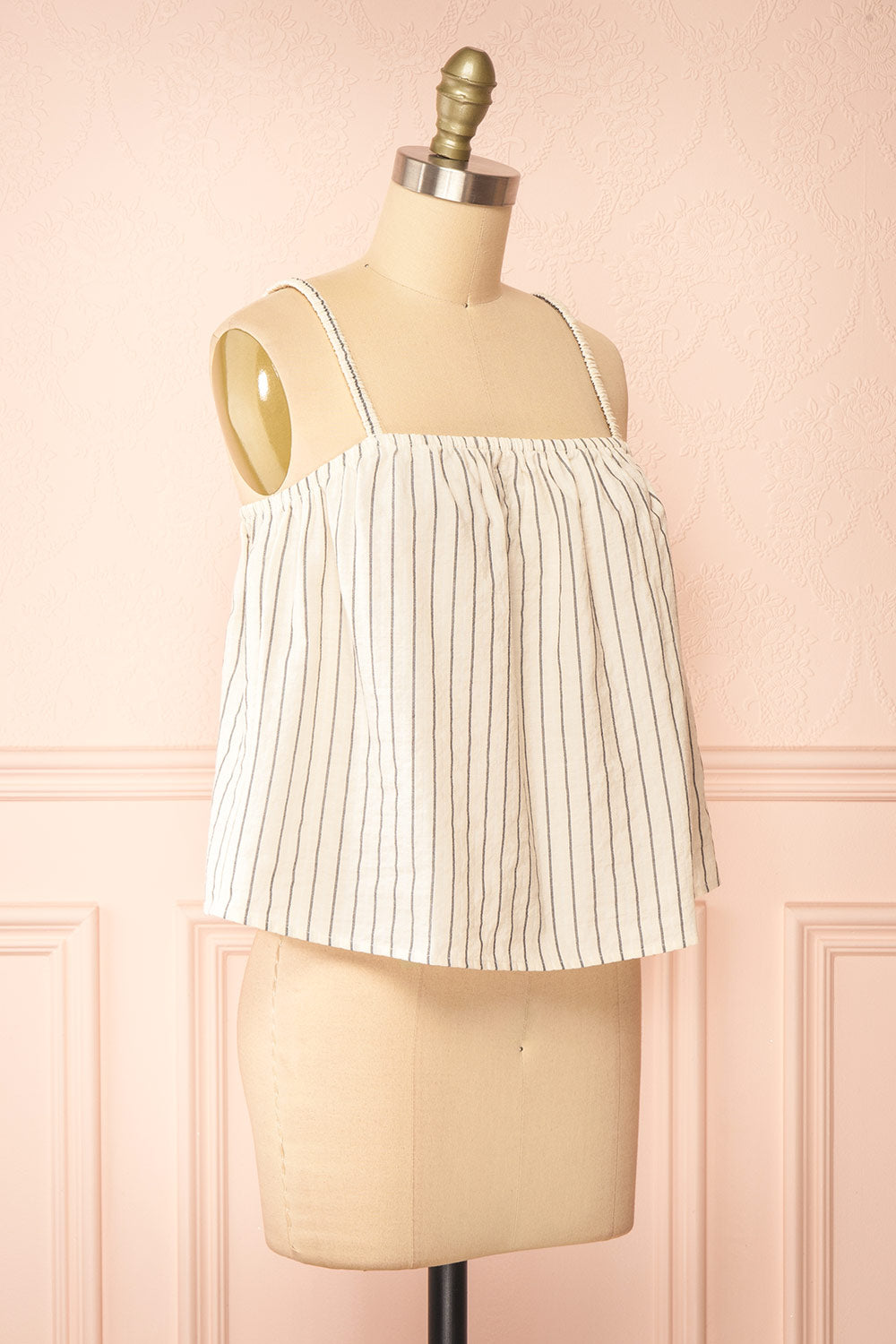 Zillah Ivory Striped Loose Tank Top | Boutique 1861 side view
