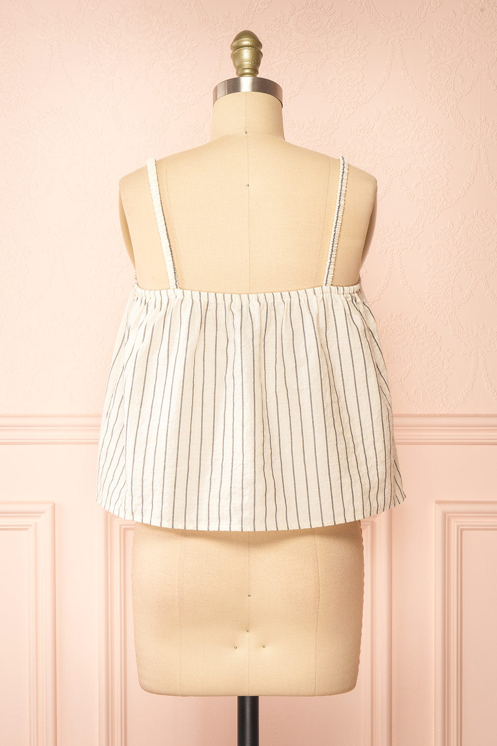 Zillah Ivory Striped Loose Tank Top | Boutique 1861 back view