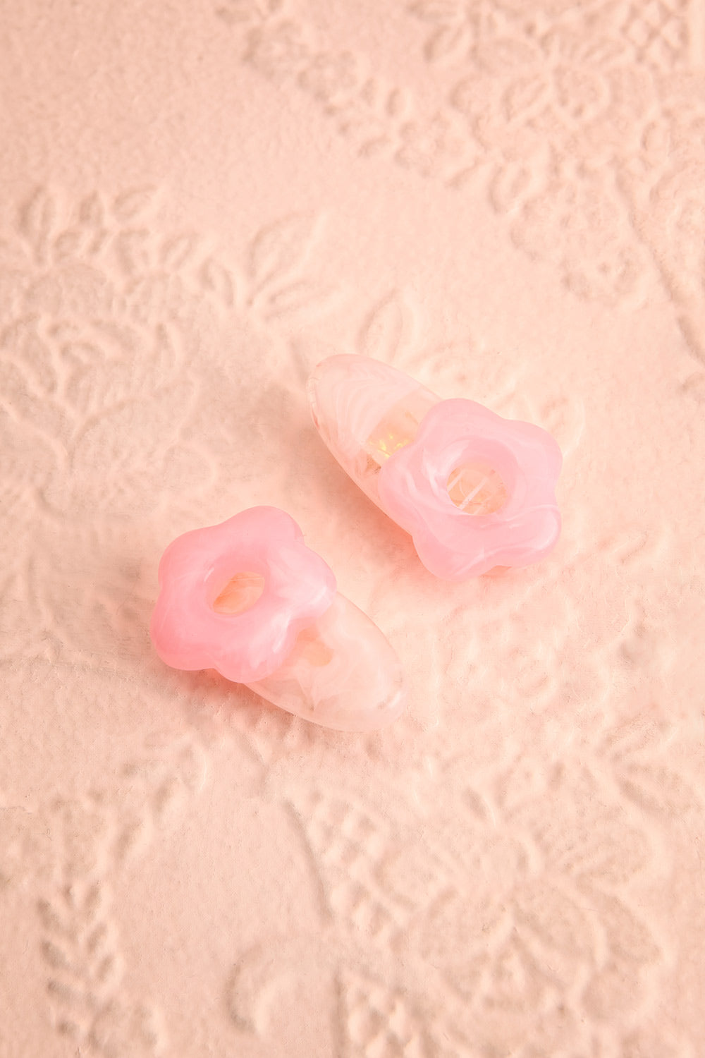 Zilly Pink Marbled Flower Hair Clips | Boutique 1861