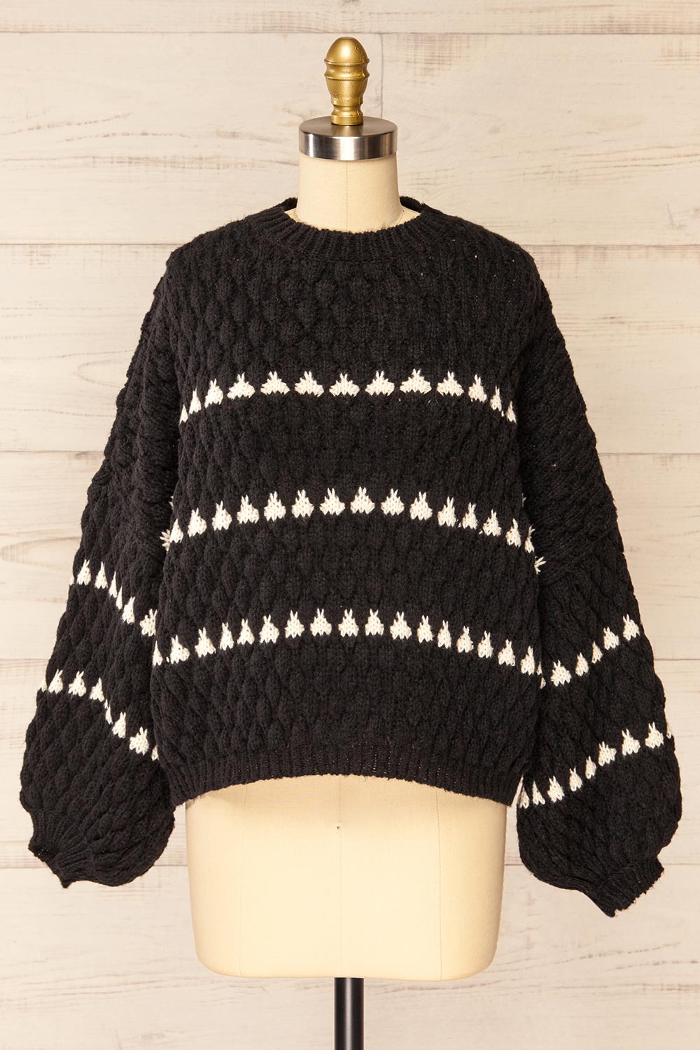 Zoar Black Overzised Knit Sweater | La petite garçonne front view