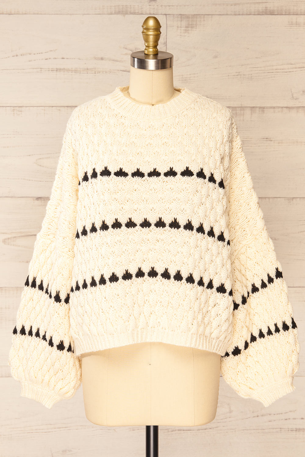 Zoar Ivory Overzised Knit Sweater | La petite garçonne front view