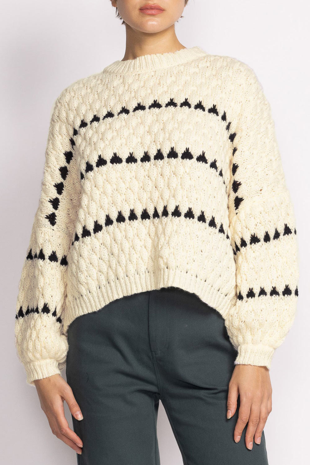 Zoar Ivory Overzised Knit Sweater | La petite garçonne model