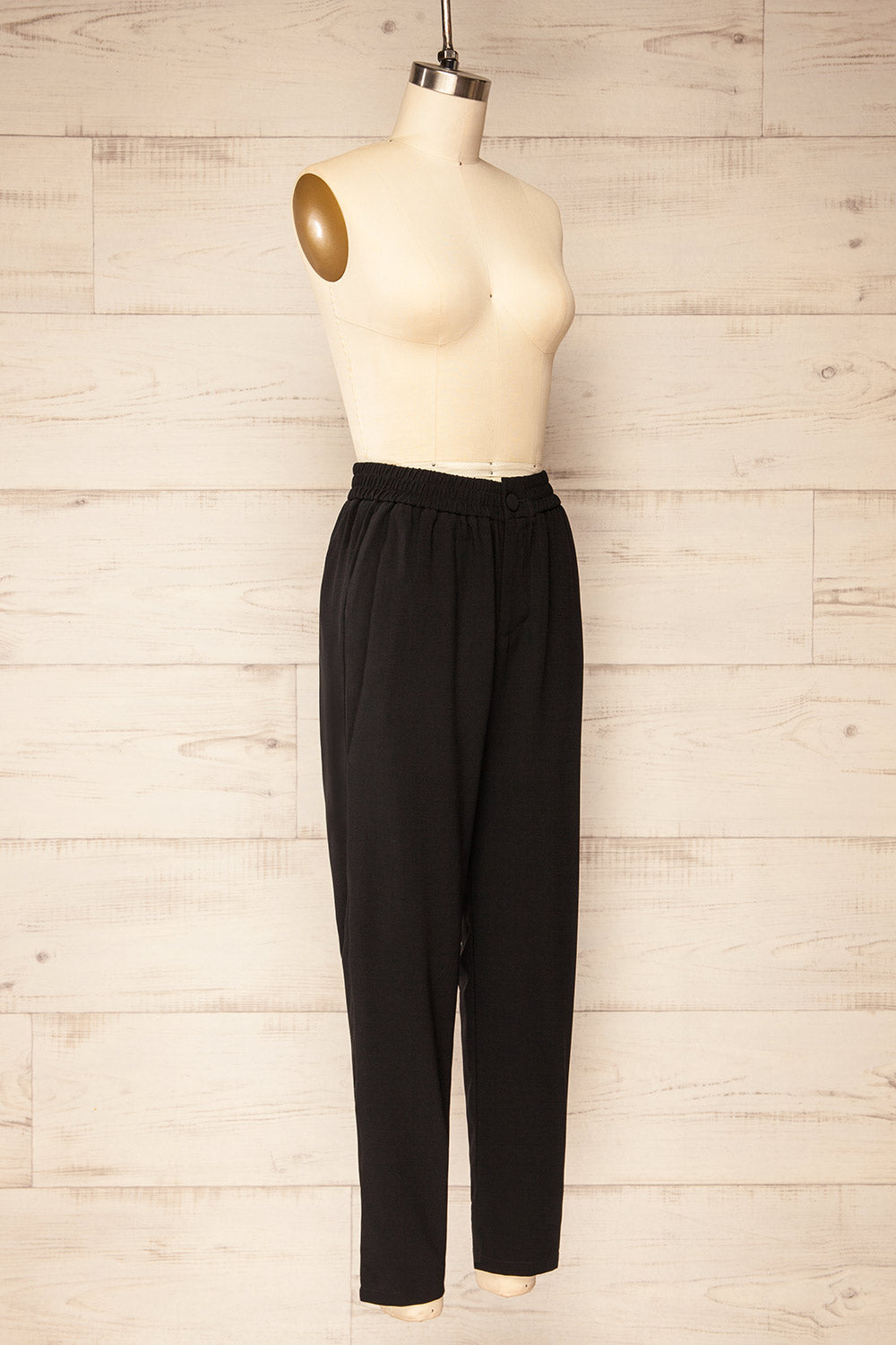 Zolani Black High-Waisted Pants w/ Elastic Waist | La petite garçonne side view