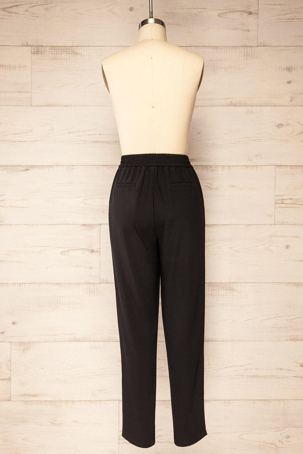 Zolani Black High-Waisted Pants w/ Elastic Waist | La petite garçonne back view