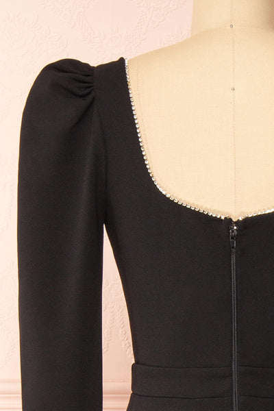 Zophie Black Maxi Dress w/ Rhinestones | Boutique 1861  back close-up