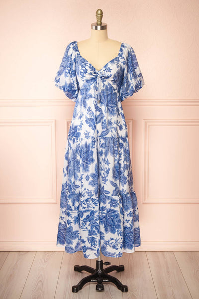 Zorabel Long A-Line Blue Floral Dress | Boutique 1861 front view