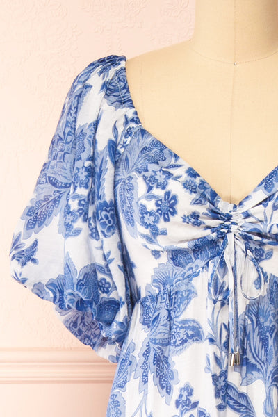 Zorabel Long A-Line Blue Floral Dress | Boutique 1861 front