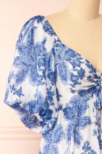 Zorabel Long A-Line Blue Floral Dress | Boutique 1861 side