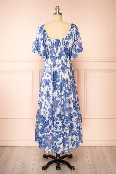 Zorabel Long A-Line Blue Floral Dress | Boutique 1861 back view