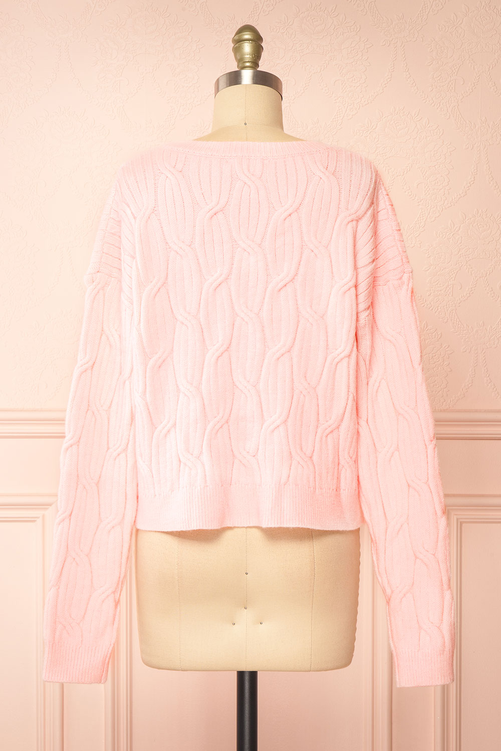 Zorane Pink Knit Sweater w/ Satin Bows | Boutique 1861 back view