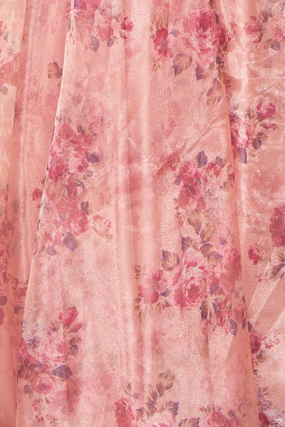 fabric of Zouleikha Pink Floral Maxi Strapless Dress from Boutique 1861