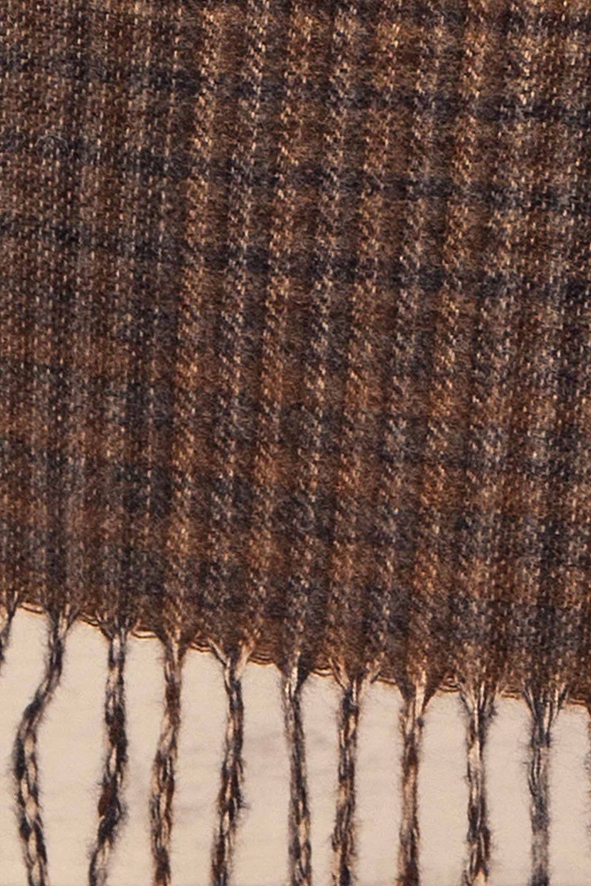Zoumi | Brown Plaid Wide Scarf with Fringes
