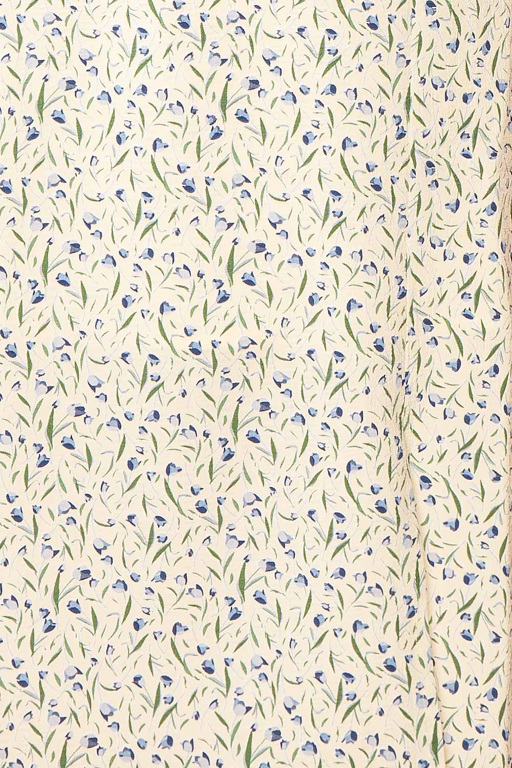 Zowie Midi A-Line Blue Floral Skirt w/ Slit | Boutique 1861 texture