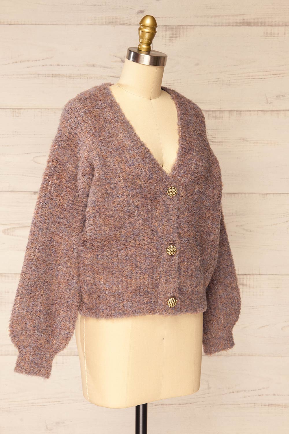 Zuper Mauve Fuzzy Cardigan | La petite garçonne side view