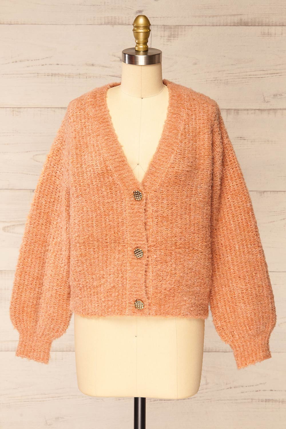 Zuper Orange Fuzzy Cardigan | La petite garçonne  front view