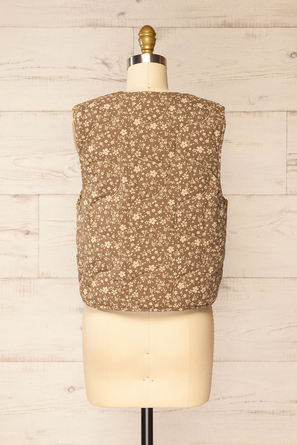 Zurette Khaki Vest w/ Beige Flowers | La petite garçonne back view