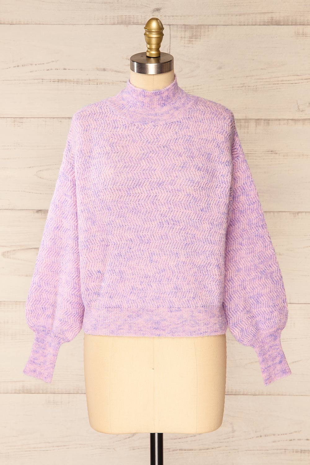 Zurich Pink & Blue Knit Turtleneck Sweater | La petite garçonne front view