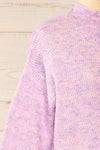 Zurich Pink & Blue Knit Turtleneck Sweater | La petite garçonne side close-up