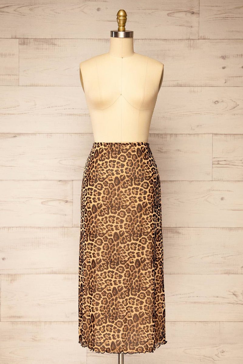 Zyran Long Leopard Print Skirt La petite garçonne