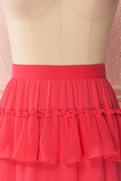 Gova Red Layered Ruffles Festive Midi Skirt | Boutique 1861 2