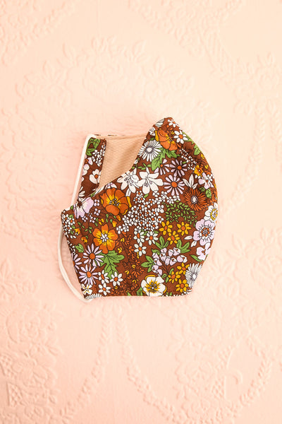 70s Flower Face Mask Brown | Boutique 1861 lining view
