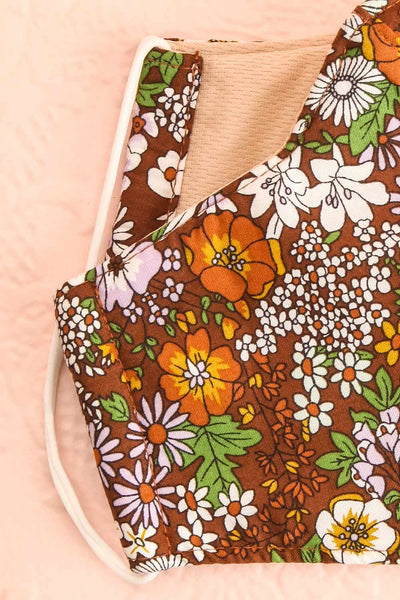 70s Flower Face Mask Brown | Boutique 1861 lining close-up