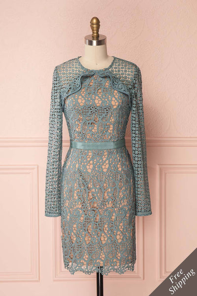 Abassia Aurore Seafoam Crocheted Lace Cocktail Dress | Boutique 1861 1