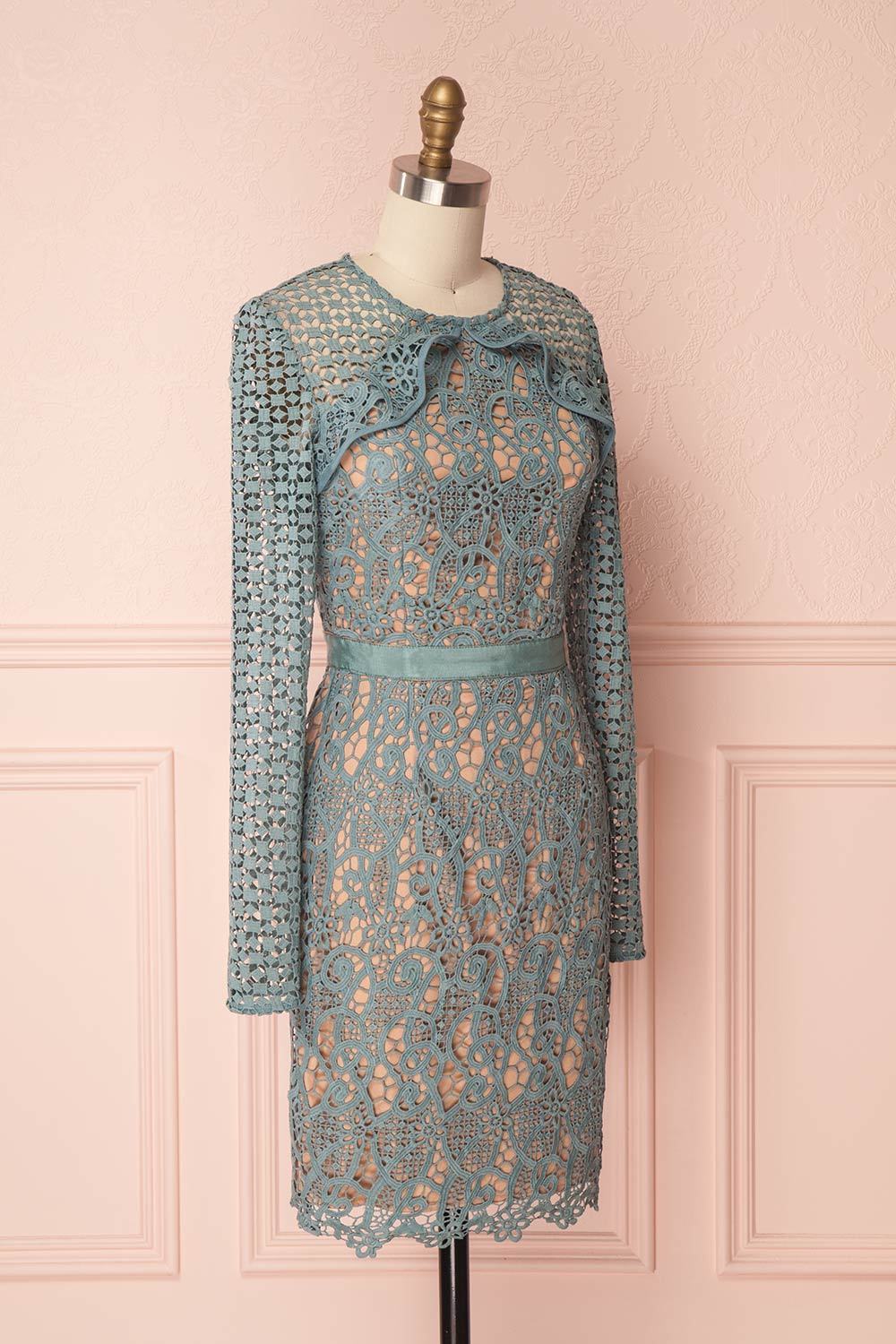 Abassia Aurore Seafoam Crocheted Lace Cocktail Dress | Boutique 1861 4