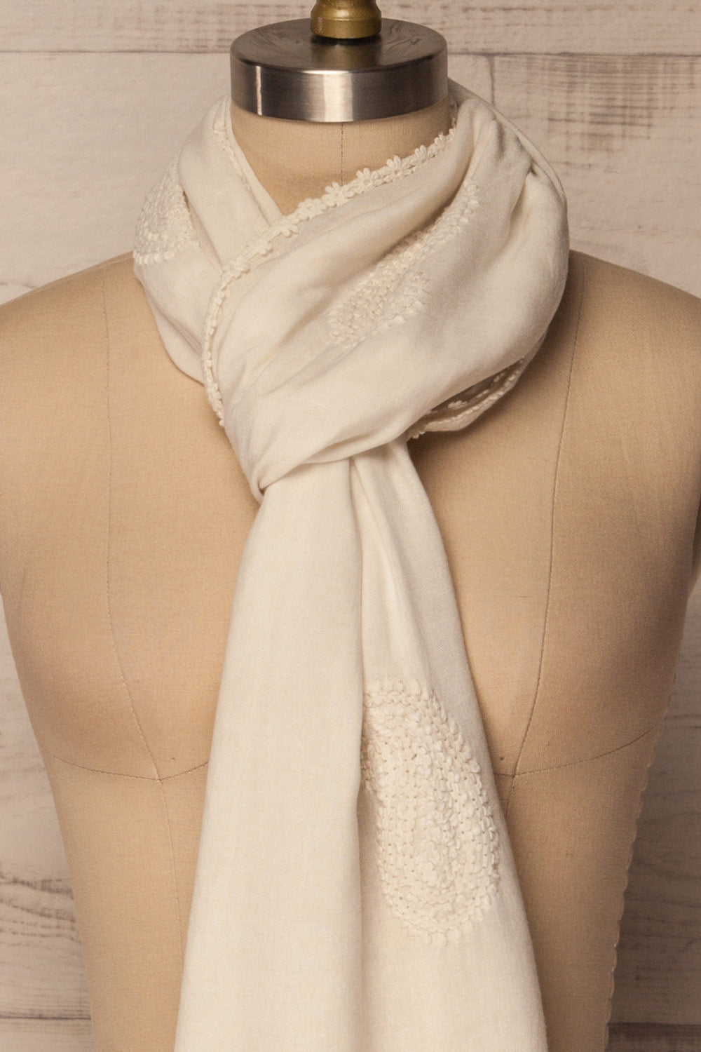 Abbazia Embroidered Cream Scarf | La Petite Garçonne Chpt. 2 5