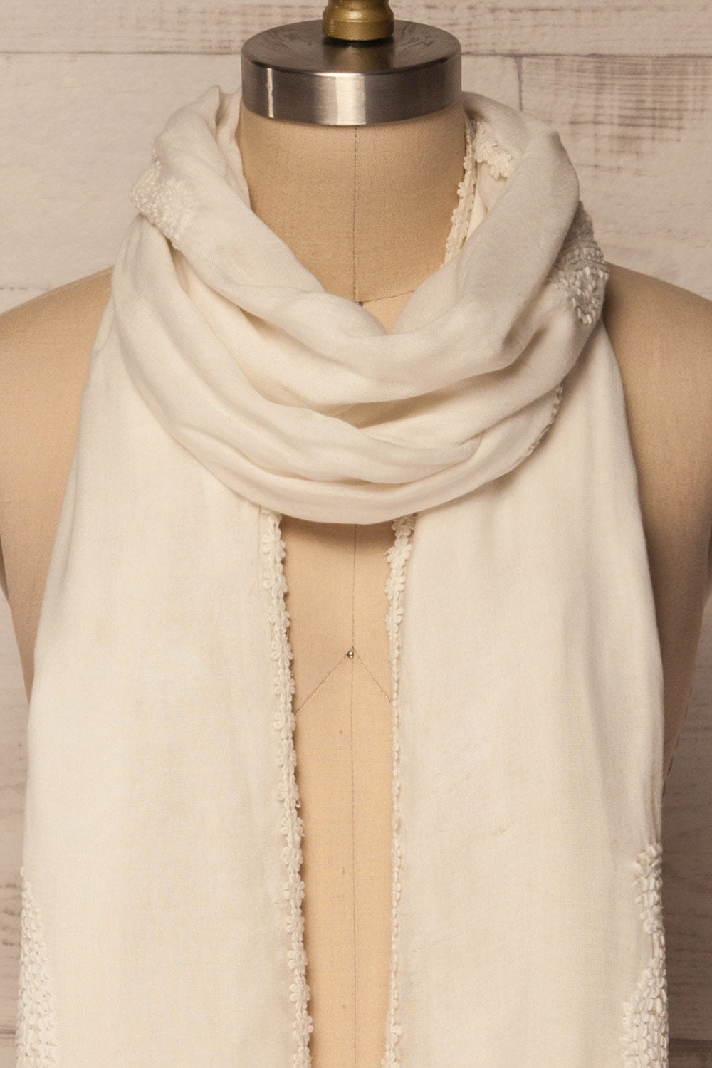 Abbazia Embroidered Cream Scarf | La Petite Garçonne Chpt. 2 7