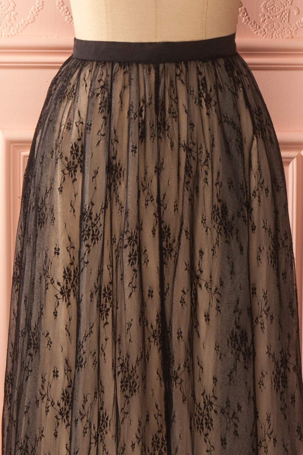 Abdéline - Black mesh lace maxi skirt 4