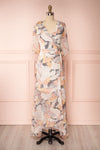 Abhaya Beige Patterned Maxi Wrap Dress  | Boutique 1861