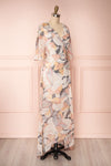 Abhaya Beige Patterned Maxi Wrap Dress side view | Boutique 1861