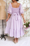 Abra Lavender Tiered Midi Dress w/ Puffy Sleeves | Boutique 1861 model dos
