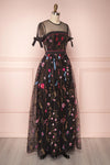 Absorn Black A-Line Maxi Dress w. Colorful Embroidery | Boutique 1861 3