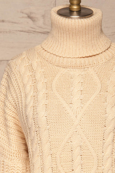 Abzac Ivory Turtleneck Sweater | Col Roulé front close up | La Petite Garçonne