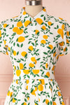Achillea White Lemon Print Shirt Dress | Boutique 1861 front close up