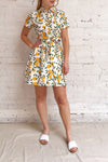 Achillea White Lemon Print Shirt Dress | Boutique 1861 model look