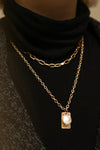 Acrius Gold Layered Chain Necklace w Pendants | La Petite Garçonne on model
