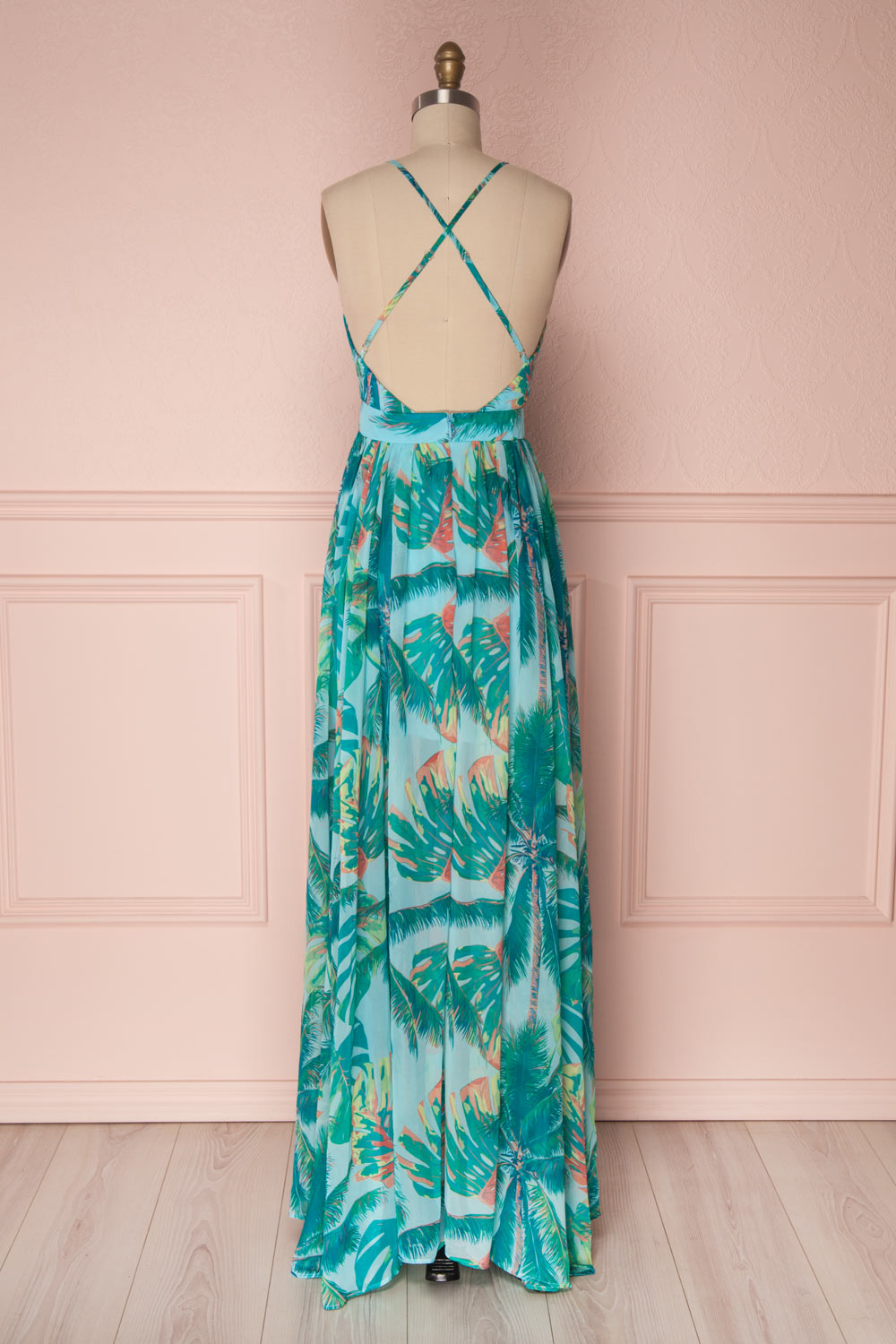 Adea Tropical Pattern Maxi Dress with Open Back | Boutique 1861 3