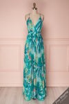 Adea Tropical Pattern Maxi Dress with Open Back | Boutique 1861 1