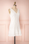 Adelaide White Short Summer Dress w/ Frills side view | Boutique 1861
