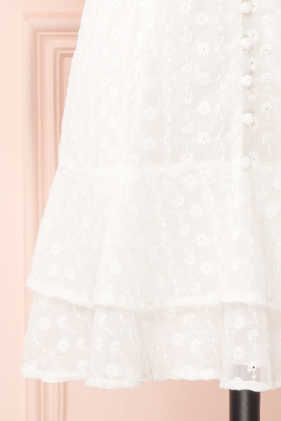 Adelaide White Short Summer Dress w/ Frills bottom | Boutique 1861
