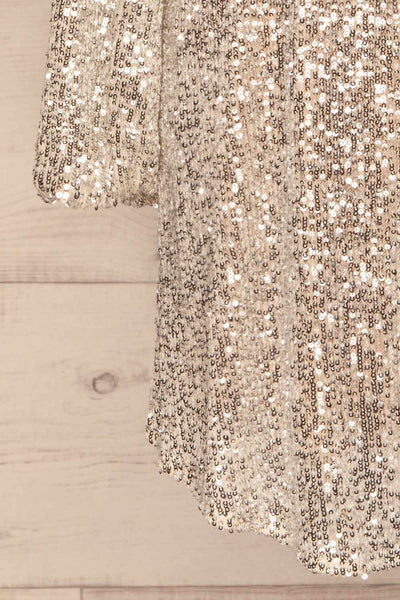 Adelfia Silver Sequin Dress | Robe | La Petite Garçonne bottom close-up