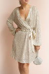 Adelfia Silver Sequin Dress | Robe | La Petite Garçonne on model