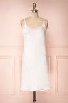 Adella Blanc White Short Satin Dress w/ Lace | Boutique 1861 plus