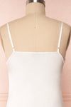 Adella Blanc White Short Satin Dress w/ Lace back close up | Boutique 1861