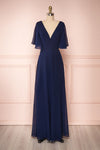 Adelphia Navy Blue Chiffon Maxi Dress | Boutique 1861  front