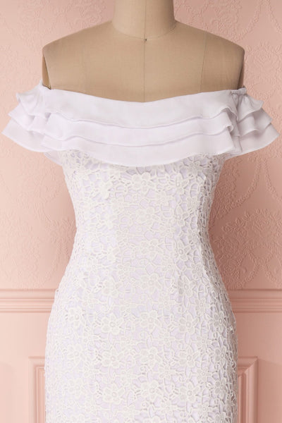 Adeltrude White Ruffled Off-Shoulder Maxi Dress | Boudoir 1861 3