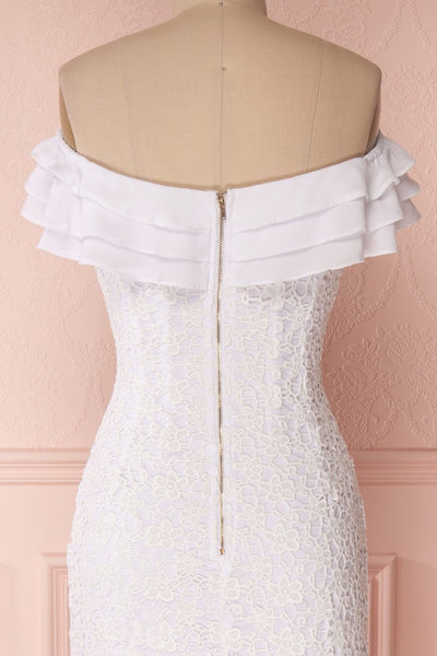 Adeltrude White Ruffled Off-Shoulder Maxi Dress | Boudoir 1861 8